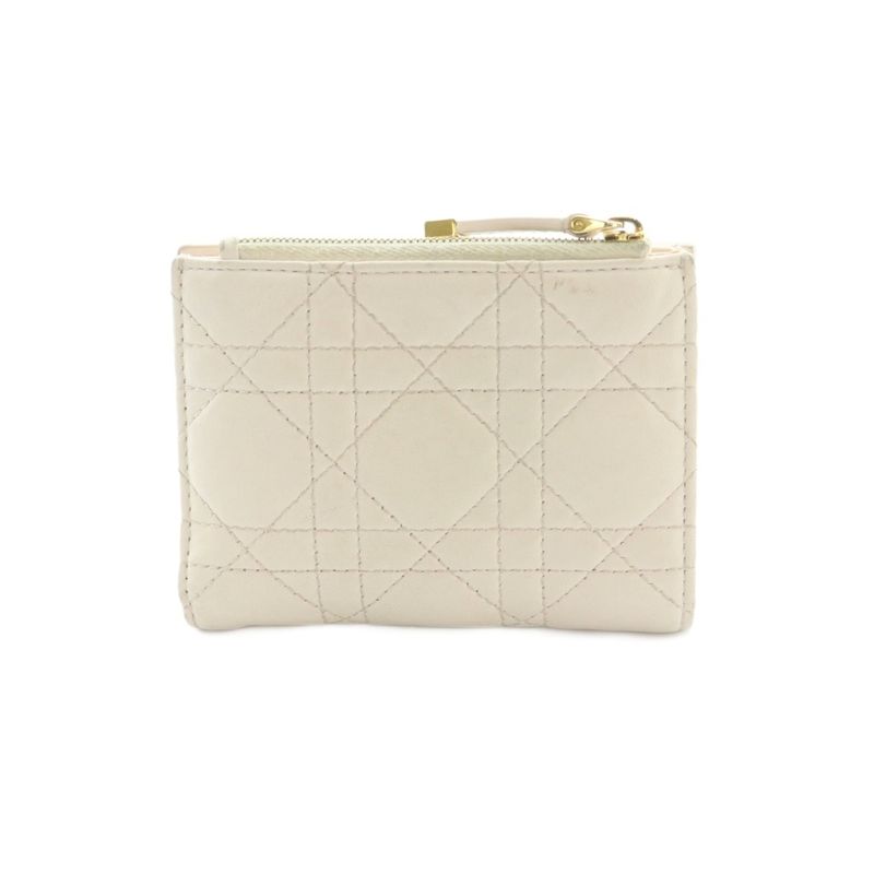 Dior le Jolie Dahlia Wallet Bifold Coin Purse Cannage Stitching Light Pink