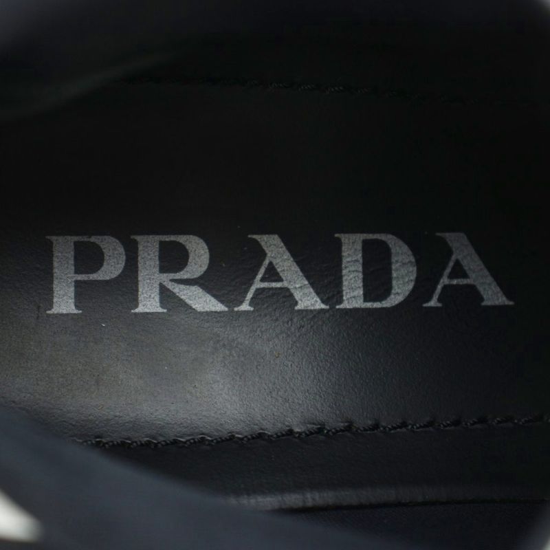 Prada Re-Nylon Gabardine Sneakers 36.5 Black Quilted Upper Lug Sole Mid Cut RI