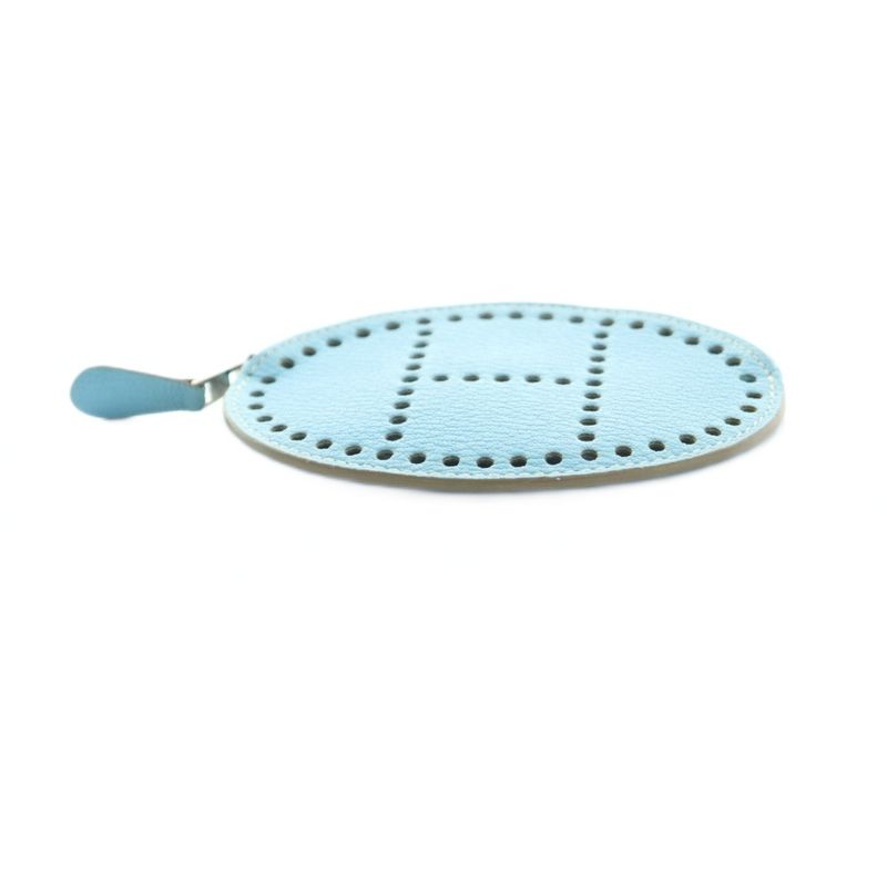 Hermes Evelyne Coin Purse Leather Light Blue