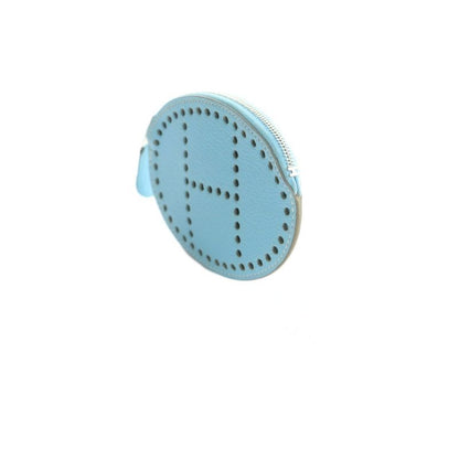 Hermes Evelyne Coin Purse Leather Light Blue