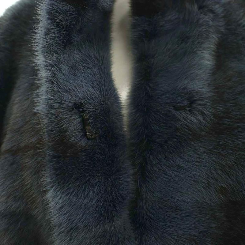 Fendi Coat Outer Fur 38 Navy Black