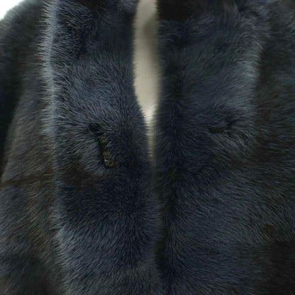 Fendi Coat Outer Fur 38 Navy Black