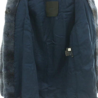 Fendi Coat Outer Fur 38 Navy Black