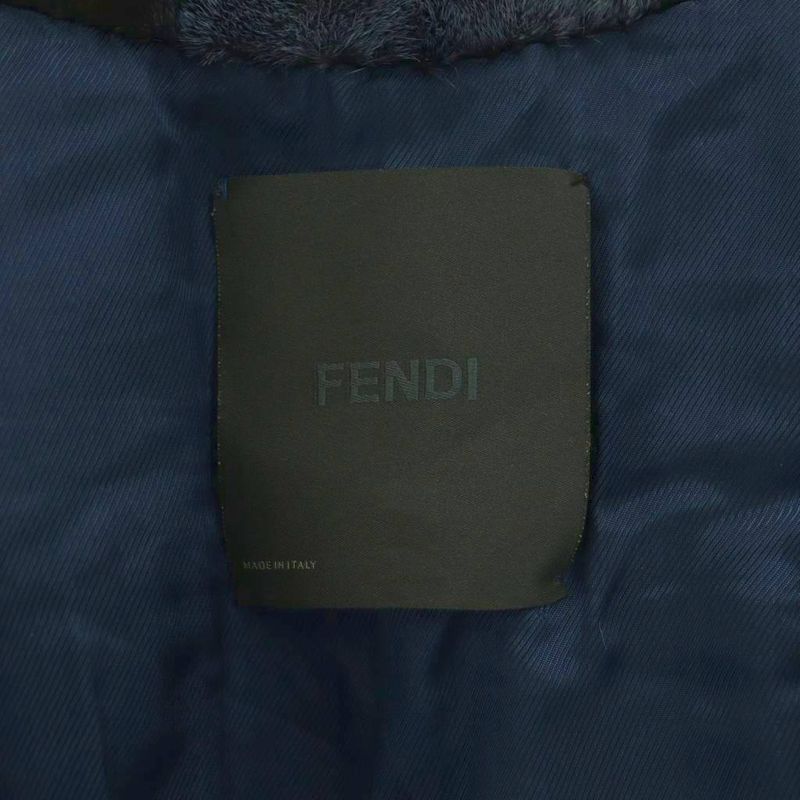 Fendi Coat Outer Fur 38 Navy Black