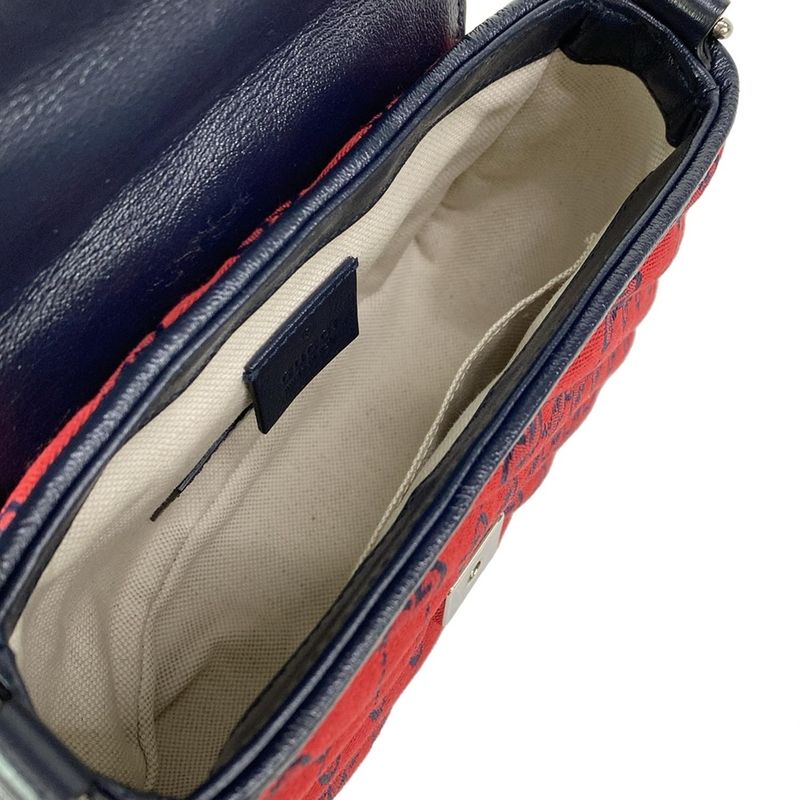 Gucci Handbag GG Marmont Mini Top Handle Bag Red Navy 52 Limited Edition Leather