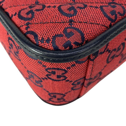 Gucci Handbag GG Marmont Mini Top Handle Bag Red Navy 52 Limited Edition Leather
