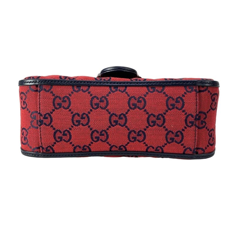 Gucci Handbag GG Marmont Mini Top Handle Bag Red Navy 52 Limited Edition Leather