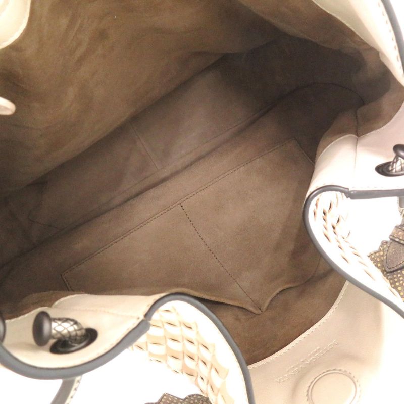 Bottega Veneta Intrecciato Mist Mink Snakeskin White Tote