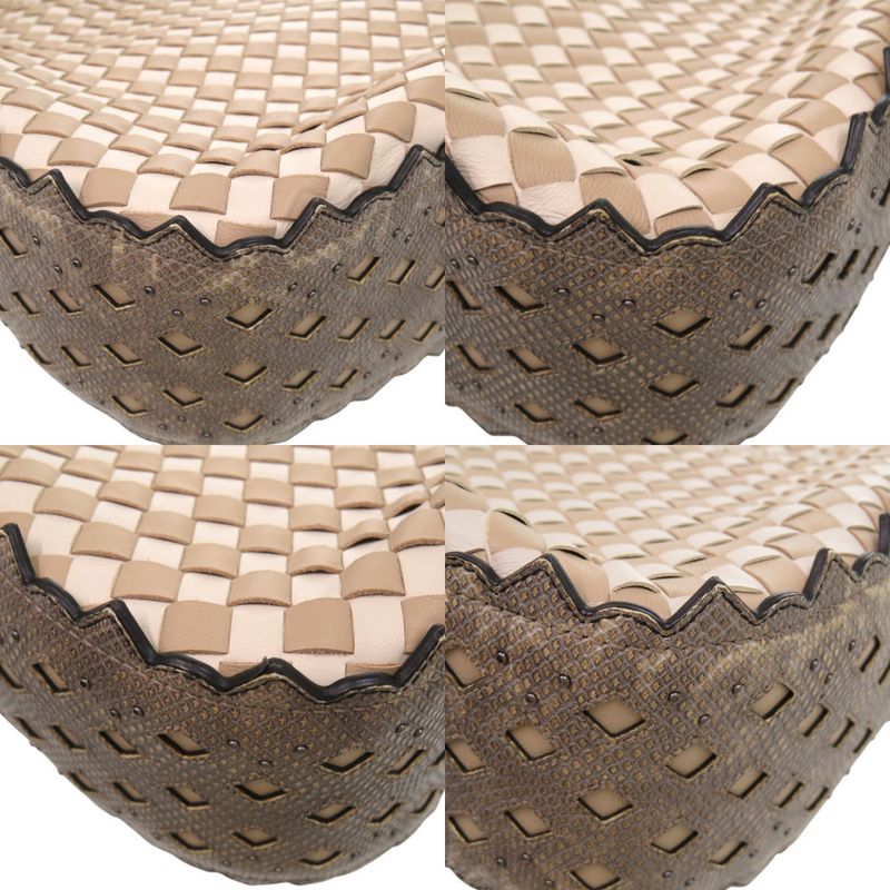 Bottega Veneta Intrecciato Mist Mink Snakeskin White Tote