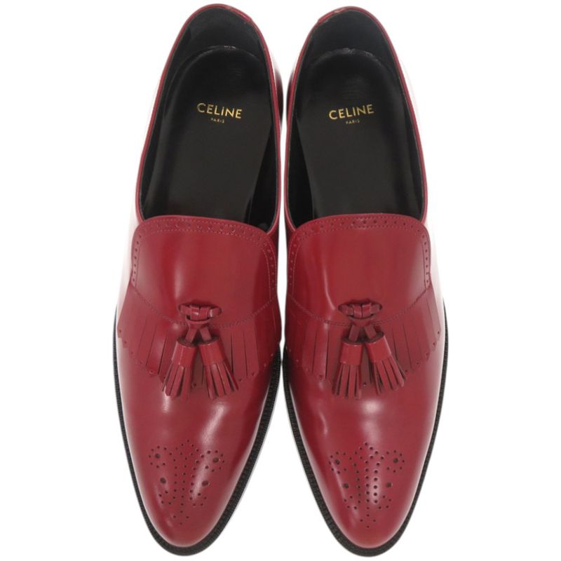 Celine Lofa Tassel Leather Red Shoes