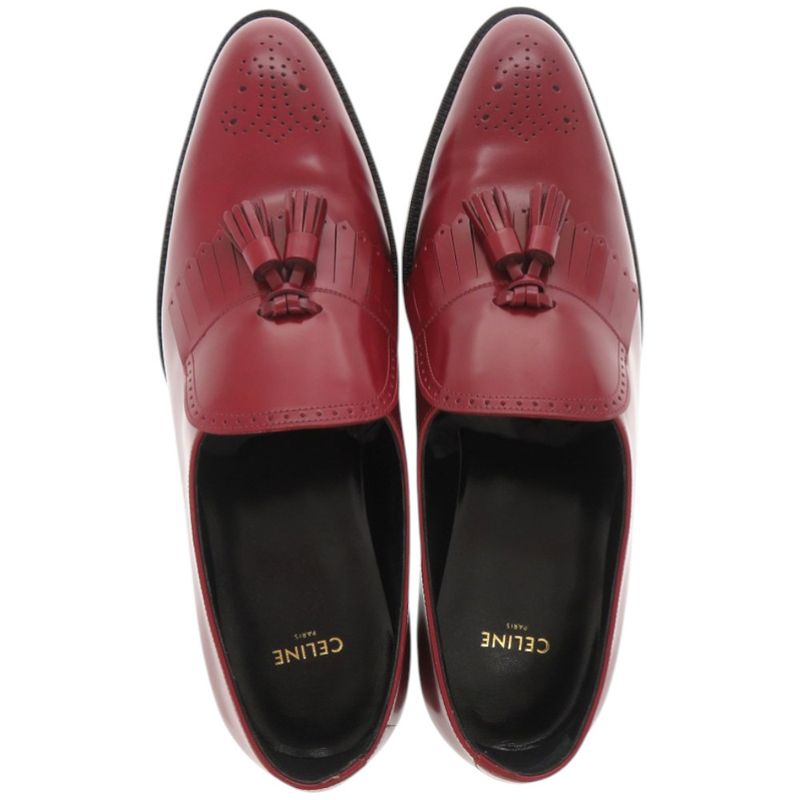 Celine Lofa Tassel Leather Red Shoes