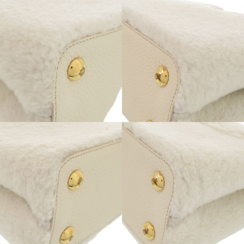 Louis Vuitton Capucines BB Shearling Lamb Leather White Handbag