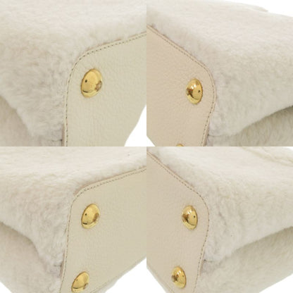 Louis Vuitton Capucines BB Shearling Lamb Leather White Handbag