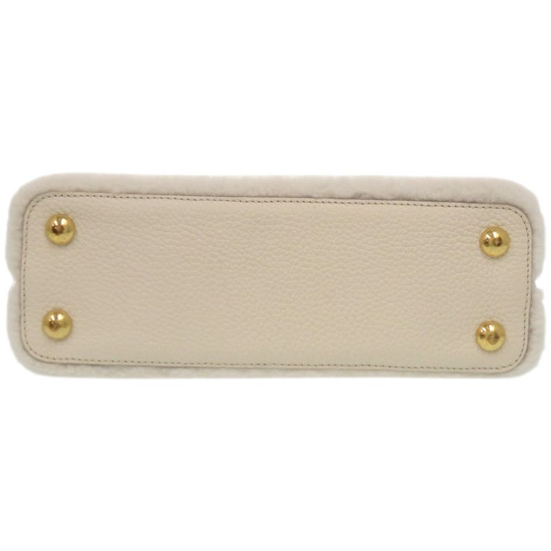 Louis Vuitton Capucines BB Shearling Lamb Leather White Handbag
