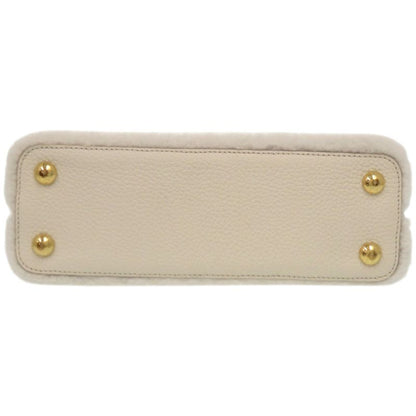 Louis Vuitton Capucines BB Shearling Lamb Leather White Handbag