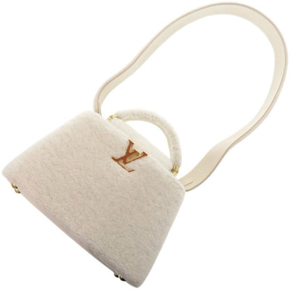 Louis Vuitton Capucines BB Shearling Lamb Leather White Handbag