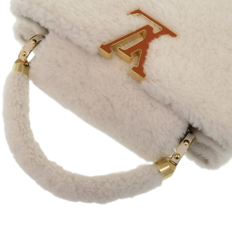 Louis Vuitton Capucines BB Shearling Lamb Leather White Handbag