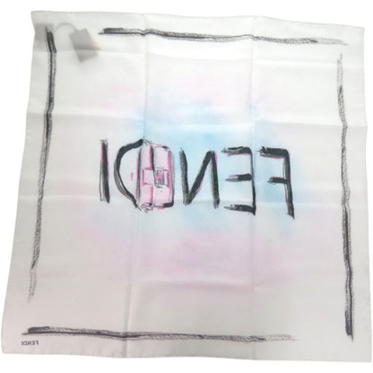 Fendi Baguette Mania Logo Silk White Scarf