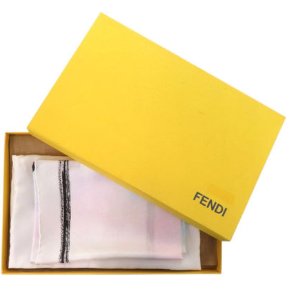 Fendi Baguette Mania Logo Silk White Scarf