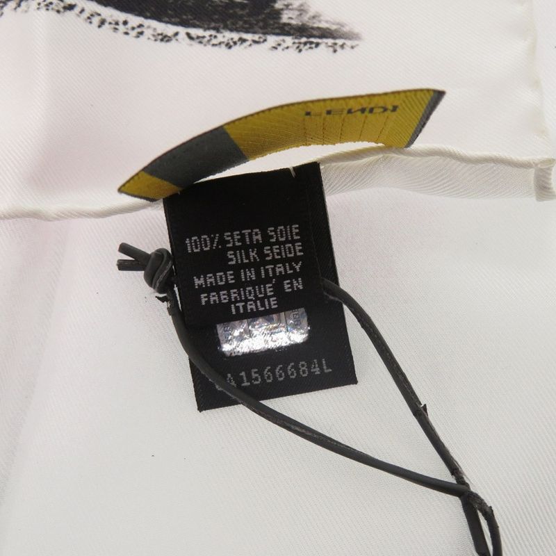 Fendi Baguette Mania Logo Silk White Scarf