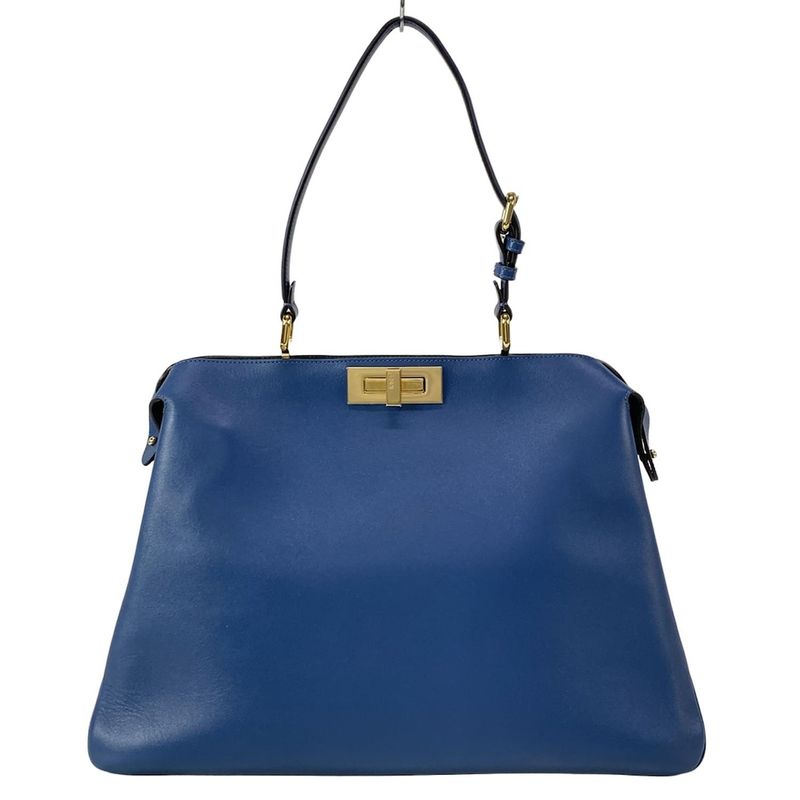 Fendi Handbag Peekaboo Soft Large Blue Leather