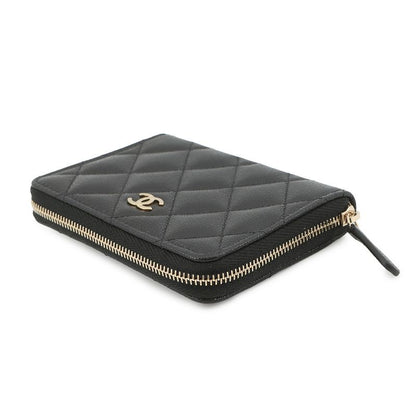 Chanel Bifold Wallet Quilted CC Logo Small Caviar Leather Black