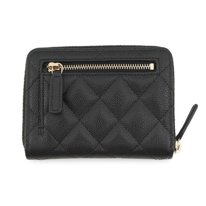 Chanel Bifold Wallet Quilted CC Logo Small Caviar Leather Black