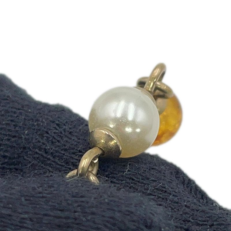 Chanel Earrings CC Logo Swing Rhinestone Faux Pearl Color Stone