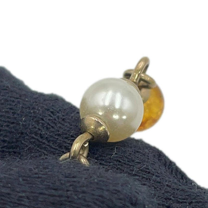 Chanel Earrings CC Logo Swing Rhinestone Faux Pearl Color Stone