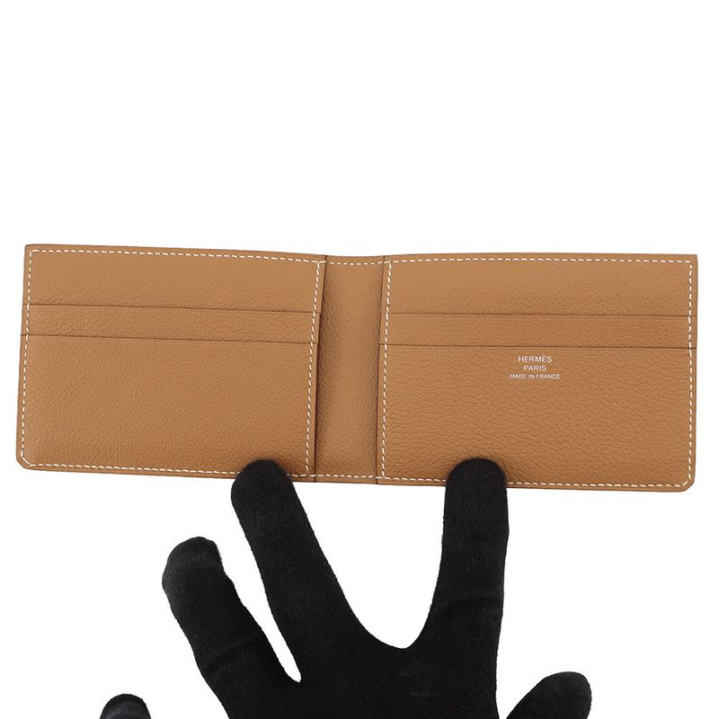Hermes Card Case Series Oriental Gold Evercolor Business Holder