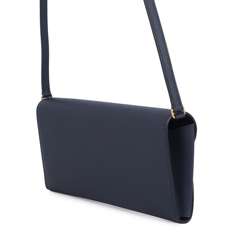 Hermes Wallet Chaine D'ancre to Go Blue Indigo Gold Epsom