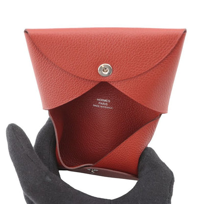 Hermes Card Case Calvi Brick Ever Color Business Holder