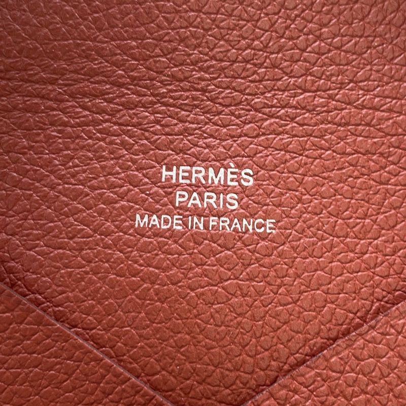 Hermes Card Case Calvi Brick Ever Color Business Holder