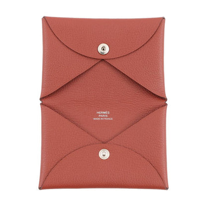 Hermes Card Case Calvi Brick Ever Color Business Holder