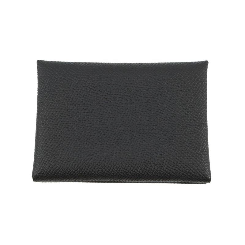 Hermes Coin Case Calvi Duo Black Silver Epsom Wallet