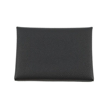 Hermes Coin Case Calvi Duo Black Silver Epsom Wallet