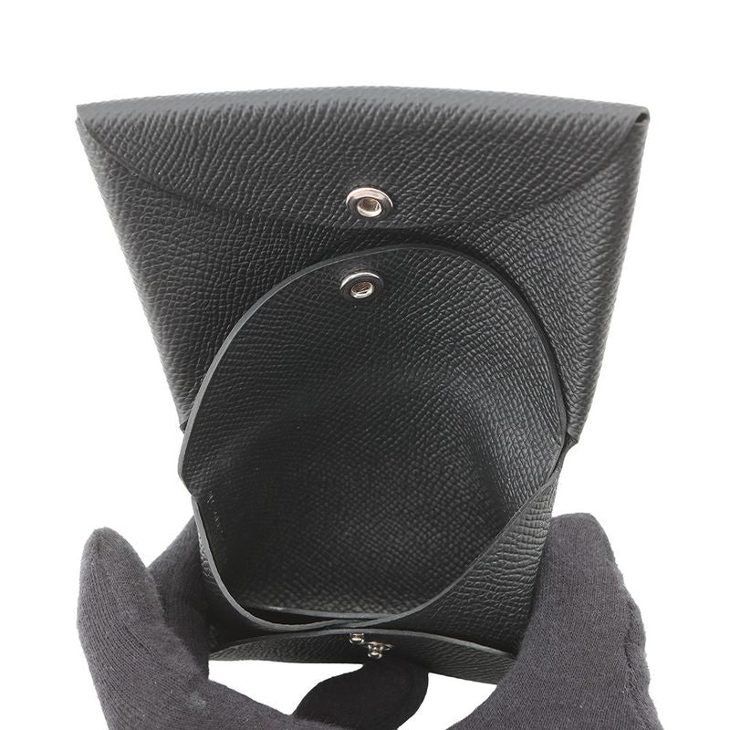 Hermes Coin Case Calvi Duo Black Silver Epsom Wallet