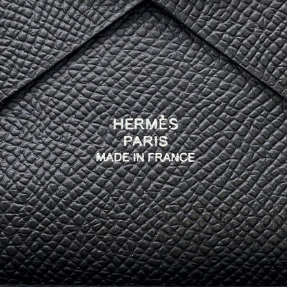 Hermes Coin Case Calvi Duo Black Silver Epsom Wallet