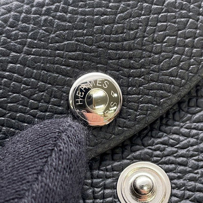 Hermes Coin Case Calvi Duo Black Silver Epsom Wallet