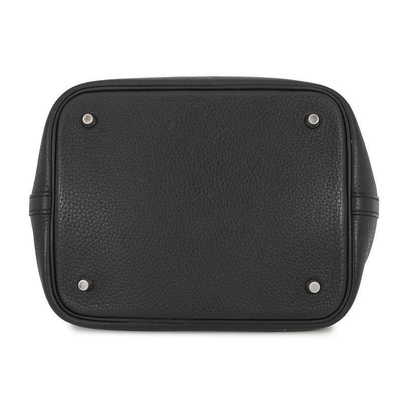 Hermes Handbag Picotin Lock MM Black Silver Taurillon Clemence