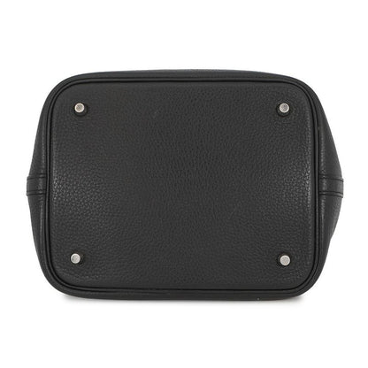 Hermes Handbag Picotin Lock MM Black Silver Taurillon Clemence