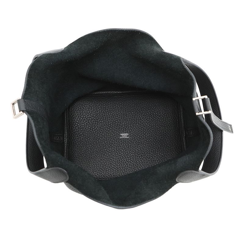Hermes Handbag Picotin Lock MM Black Silver Taurillon Clemence