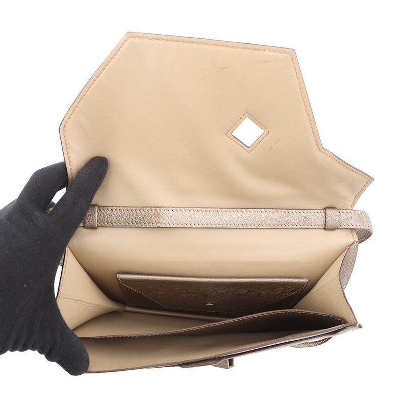 Hermes Shoulder Bag Envelope Gold Silver Chevre Misor