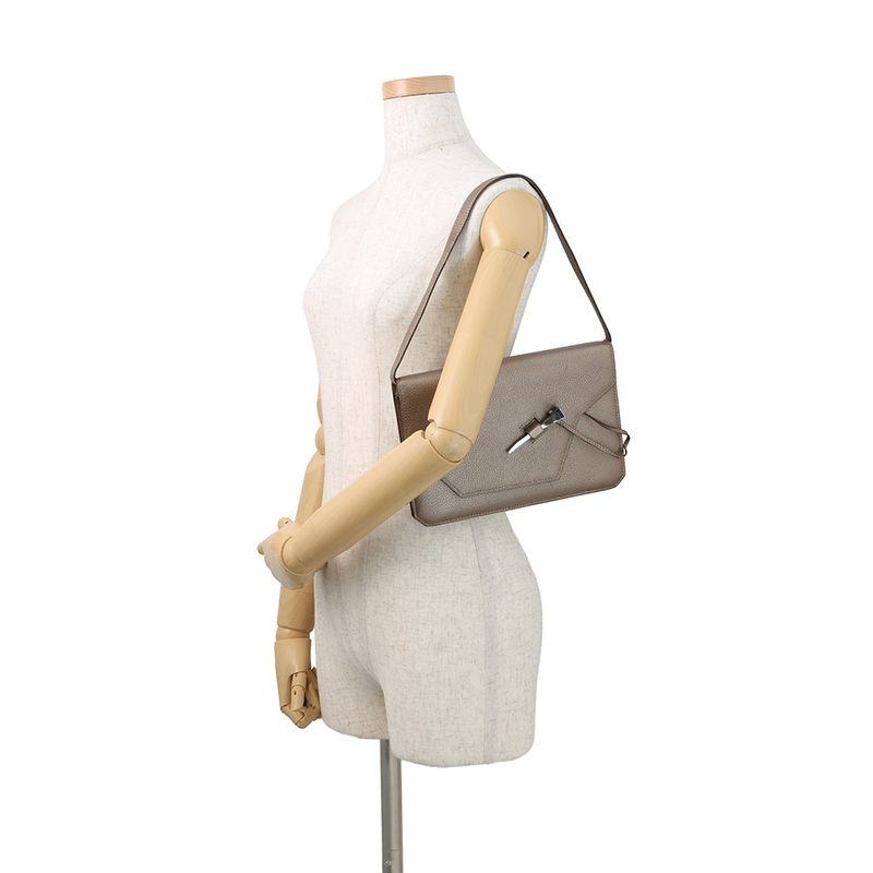 Hermes Shoulder Bag Envelope Gold Silver Chevre Misor