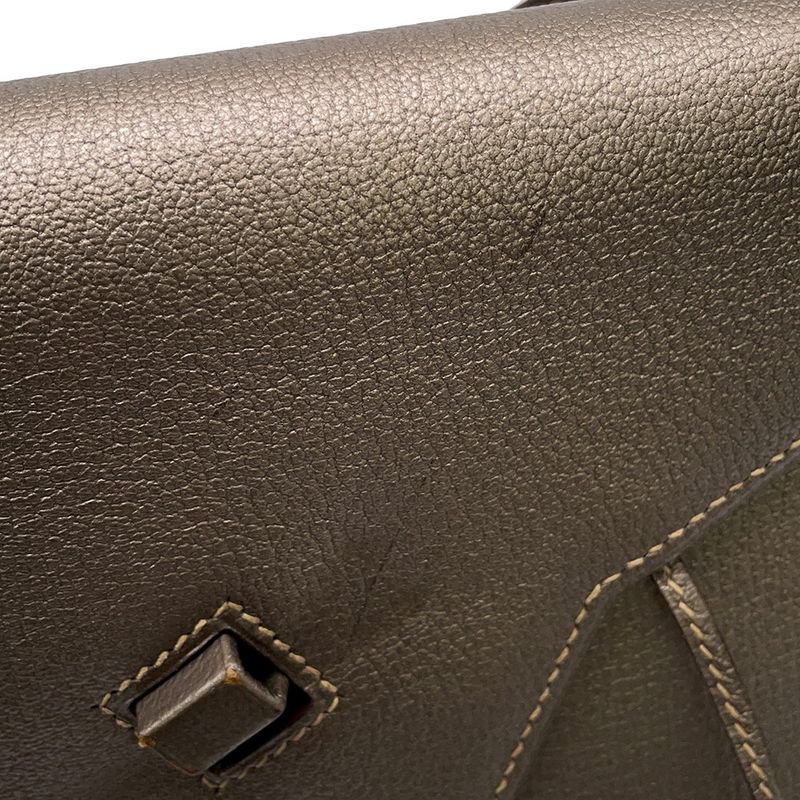Hermes Shoulder Bag Envelope Gold Silver Chevre Misor