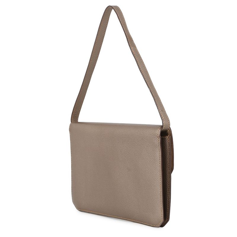 Hermes Shoulder Bag Envelope Gold Silver Chevre Misor