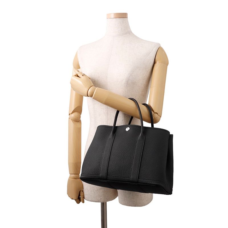 Hermes Tote Garden Party TPM Black Silver Negonda