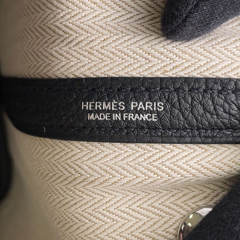Hermes Tote Garden Party TPM Black Silver Negonda