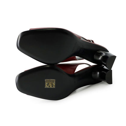 Hermes Sandals Nappa Leather 36.5 Heel Shoes
