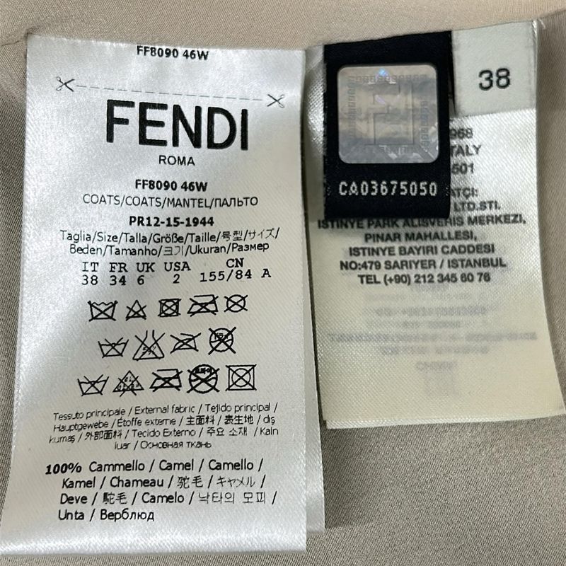 Fendi Coat 38 S Beige Short Length Winter